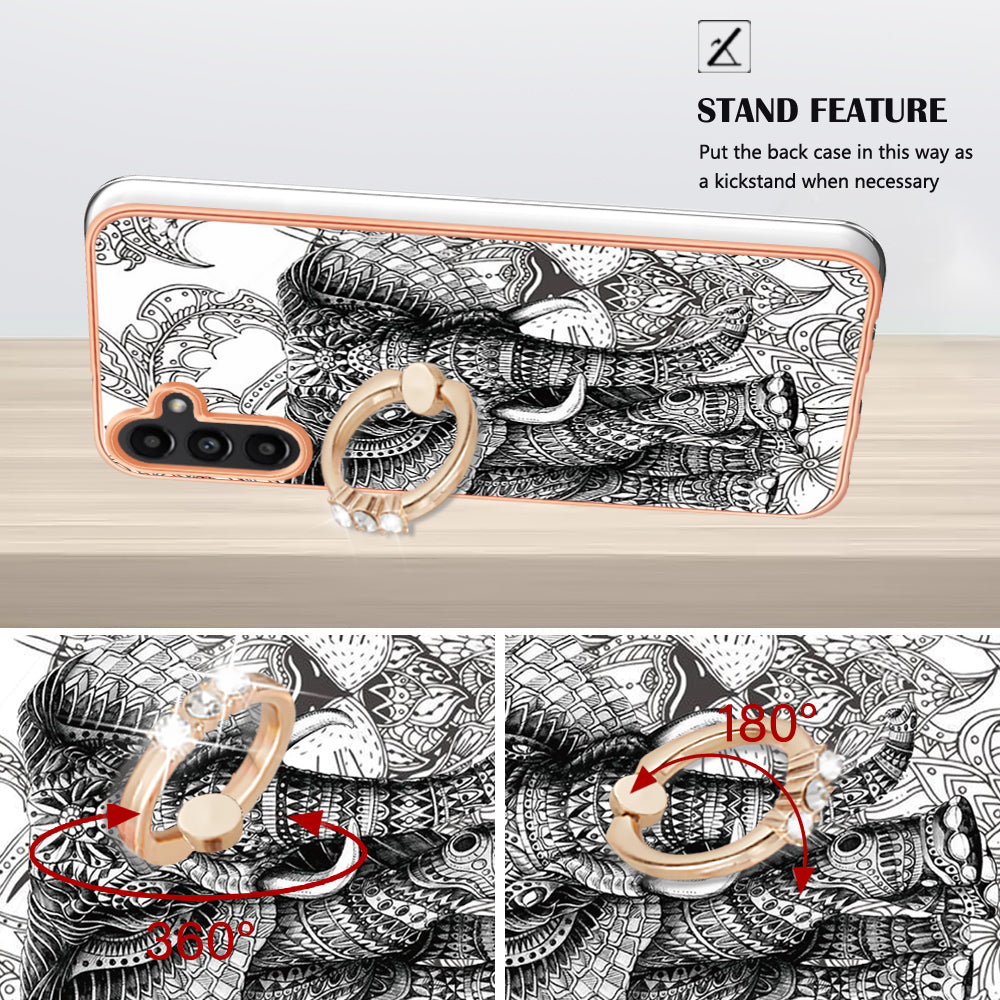 YB IMD Series-20 Style D for Samsung Galaxy A55 5G Case Kickstand 2.0mm TPU Phone Cover - Totem Elephant YB IMD Series-20 Style D for Samsung Galaxy A55 5G Case Kickstand 2.0mm TPU Phone Cover - Totem Elephant